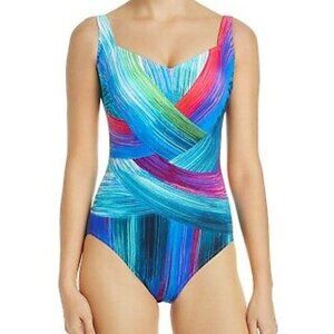 NWT Gottex Festival 1 P iece Sweetheart Neck Swimsuit Colorful Beach Summer Sz 6